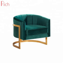 Bedroom Furniture Green Velvet Armchair Modern Gold Finish Accent Chair